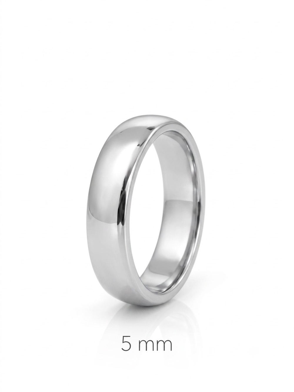 Platinum Plated Band Ring 5 mm | Simple Silver Dome Wedding Ring Minimal Jewelry